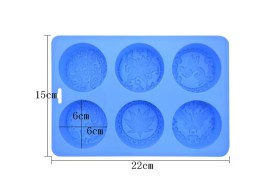 Molde silicona 6 jabones redondos con relieve